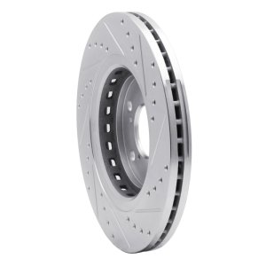 Acura MDX Brake Rotor (1) - Front Left - R1 Concepts - Drilled & Slotted - Silver - `15-`25